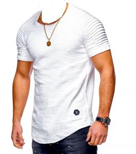 Молодежная футболка мужская удлиненная - белая купить оптом и в розницу